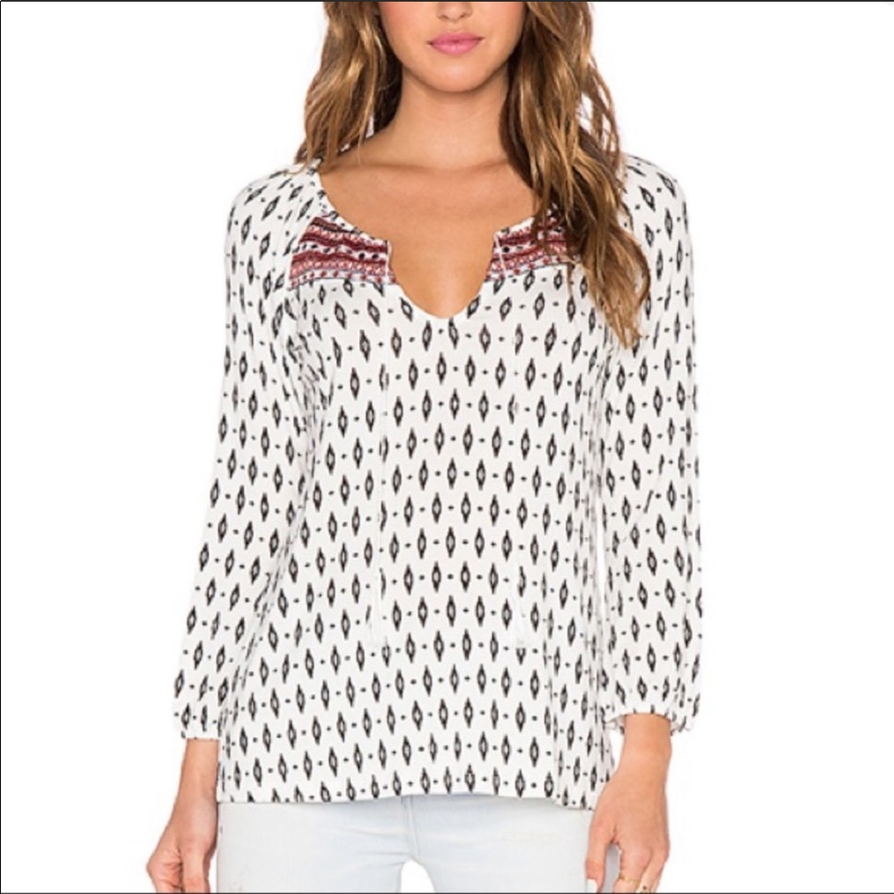 Sanctuary Southwest Boho Blouse White/Black XS